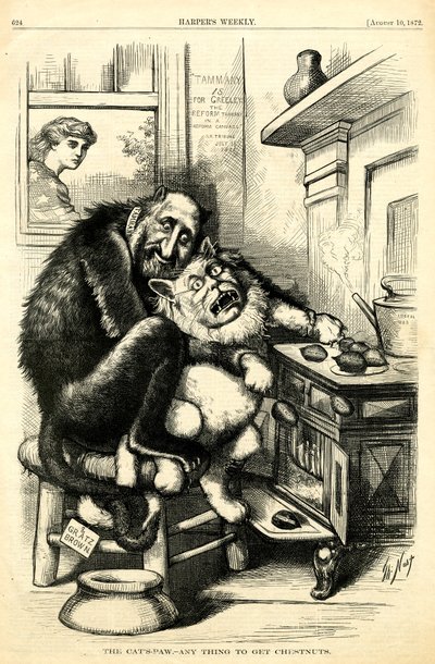 Die Katzenpfote - Alles, um Kastanien zu bekommen, 1872 von Thomas Nast